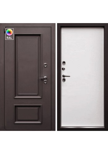 Входная дверь Двекрон Термонт Модерн с терморазрывом и багетами из металла RaL 8017/ Белый матовый