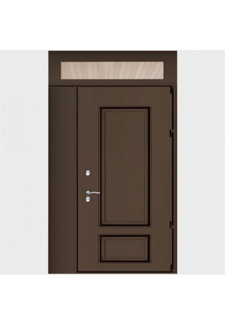 Входная двухстворчатая дверь Двекрон Термонт Модерн с терморазрывом RAL 8017 размер с фрамугой - 1300x2600
