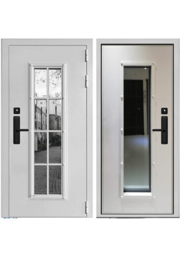 Электронная входная дверь Двекрон Arkano Home Толидо Белая со стеклопакетом