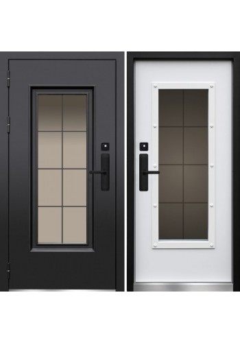 Электронная входная дверь Двекрон Arkano Home Чёрный Багет Термо RAL 9005 с терморазрывом
