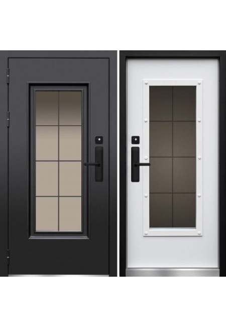 Электронная входная дверь Двекрон Arkano Home Чёрный Багет Термо RAL 9005 с терморазрывом