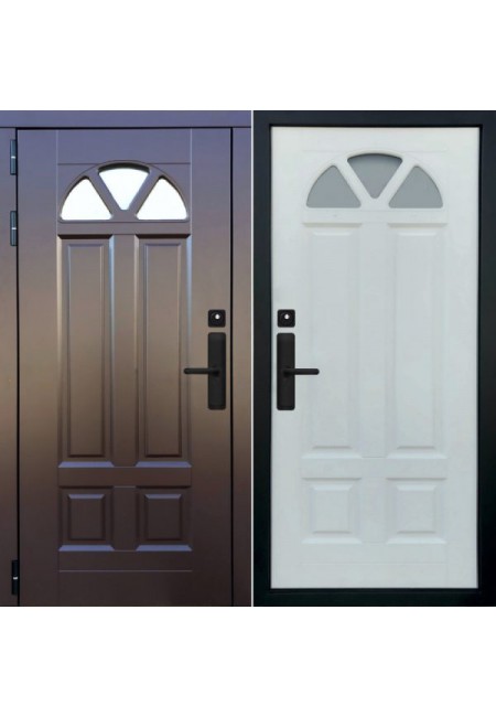 Электронная входная дверь Двекрон Arkano Home Эмаль Коричневая RAL 8017 со стеклопакетом