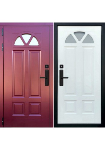 Электронная входная дверь Двекрон Arkano Home Эмаль Винная красная RAL 3005 со стеклопакетом